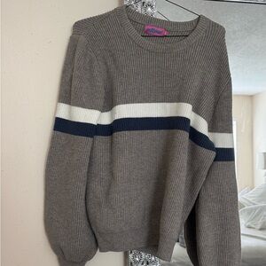 Edikted Brown Sweater with Navy and White Stripes